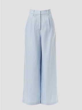 High-Waist Wide-Leg Pants in Light Blue